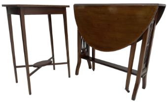 Edwardian inlaid mahogany rectangular occasional table (45cm x 31cm