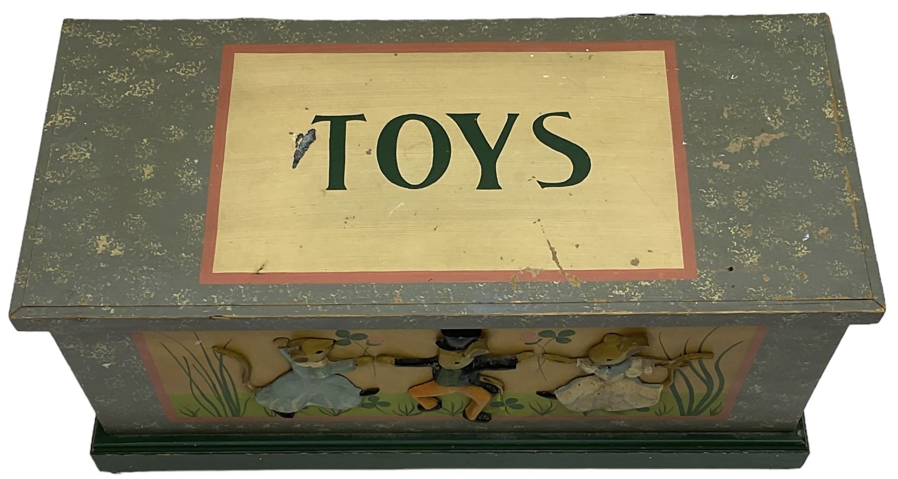 Painted wooden toy box on castors - Image 3 of 7
