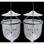 India Jane Interiors - pair of hallway glass bell jar ceiling lanterns