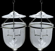 India Jane Interiors - pair of hallway glass bell jar ceiling lanterns