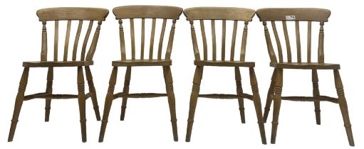 Set of four beech farmhouse design dining chairs