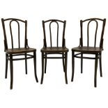 Set of three late 19th to early 20th century century bentwood dining chairs