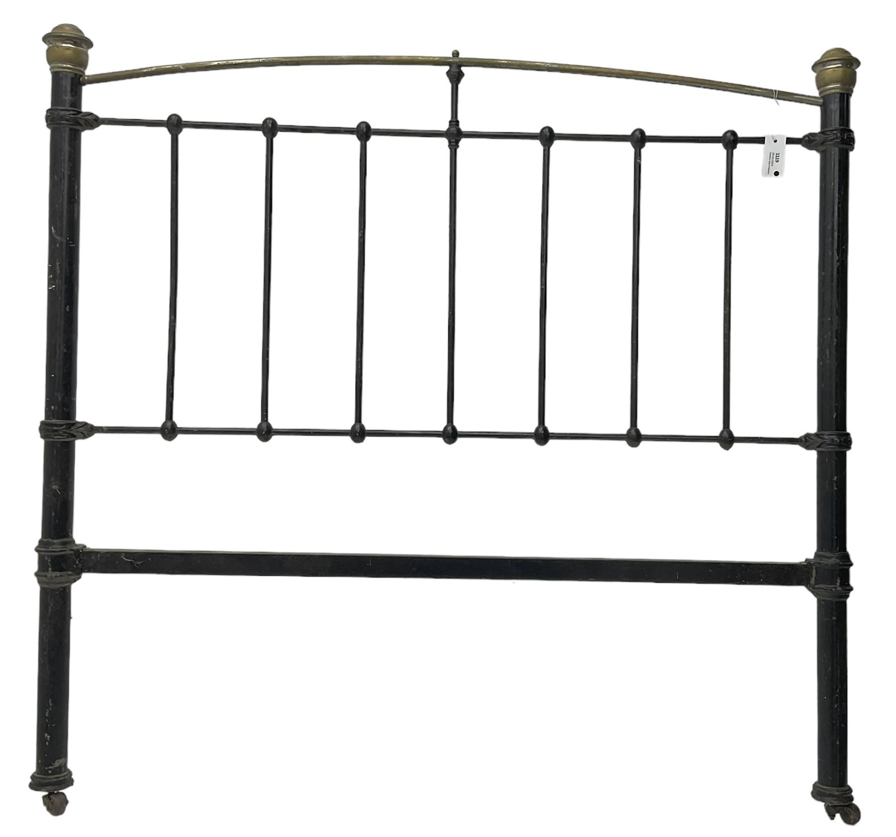 Victorian wrought metal and brass 4' 6'' double bedstead - Image 3 of 5