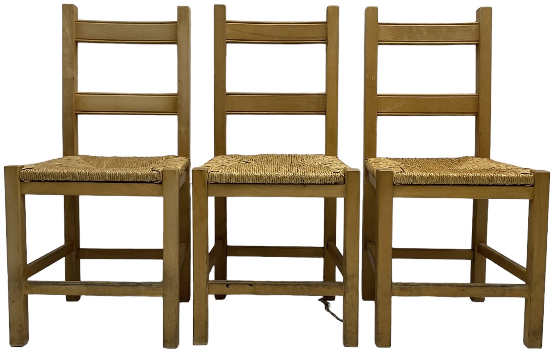 Set of six beech framed farmhouse design dining chairs - Image 3 of 7