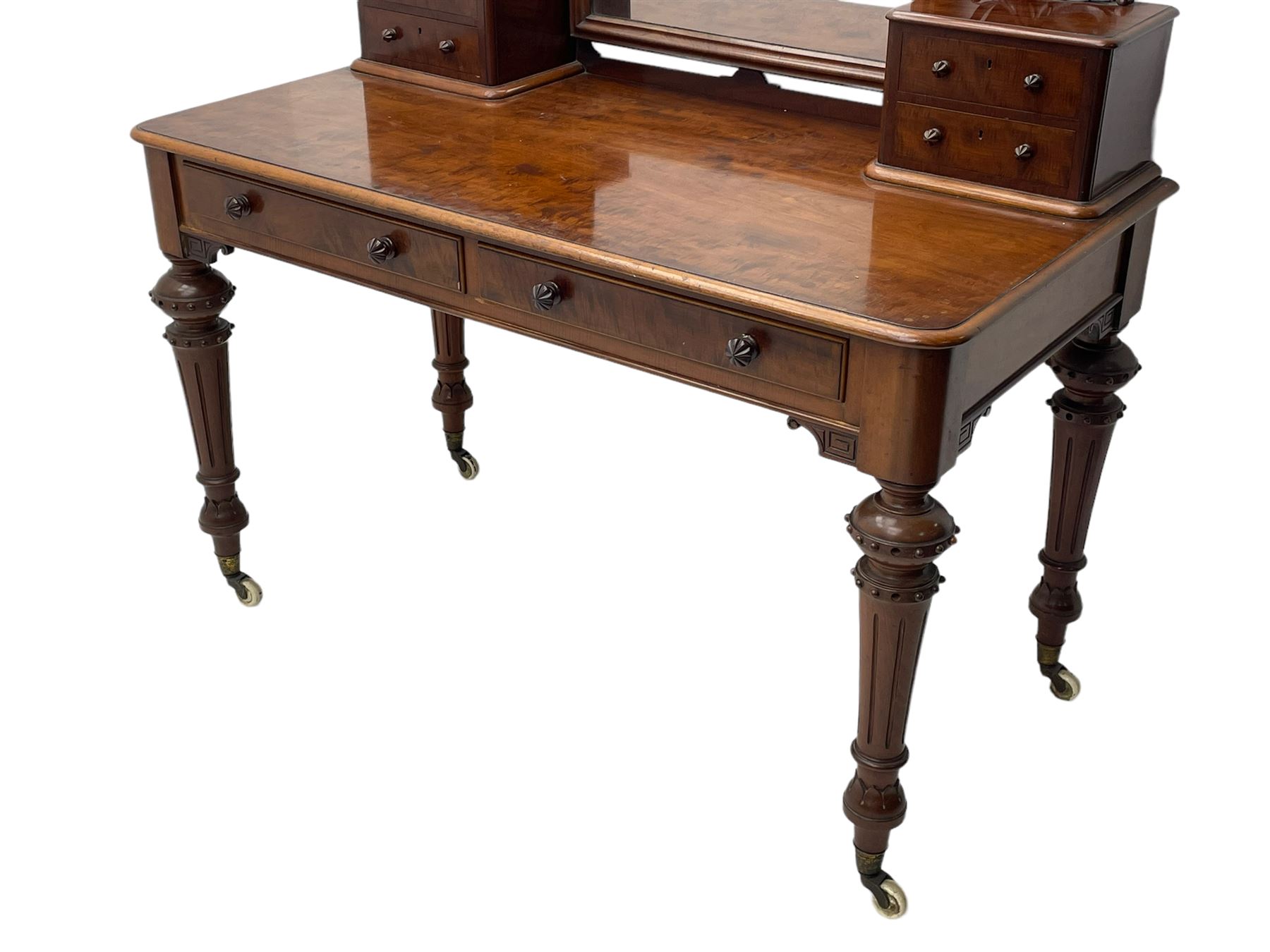 Victorian figured mahogany two-piece bedroom set - the washstand with white and black marble moulded - Image 8 of 28