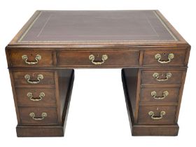 George III mahogany twin pedestal partner's desk