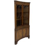Georgian design mahogany concaved corner cabinet