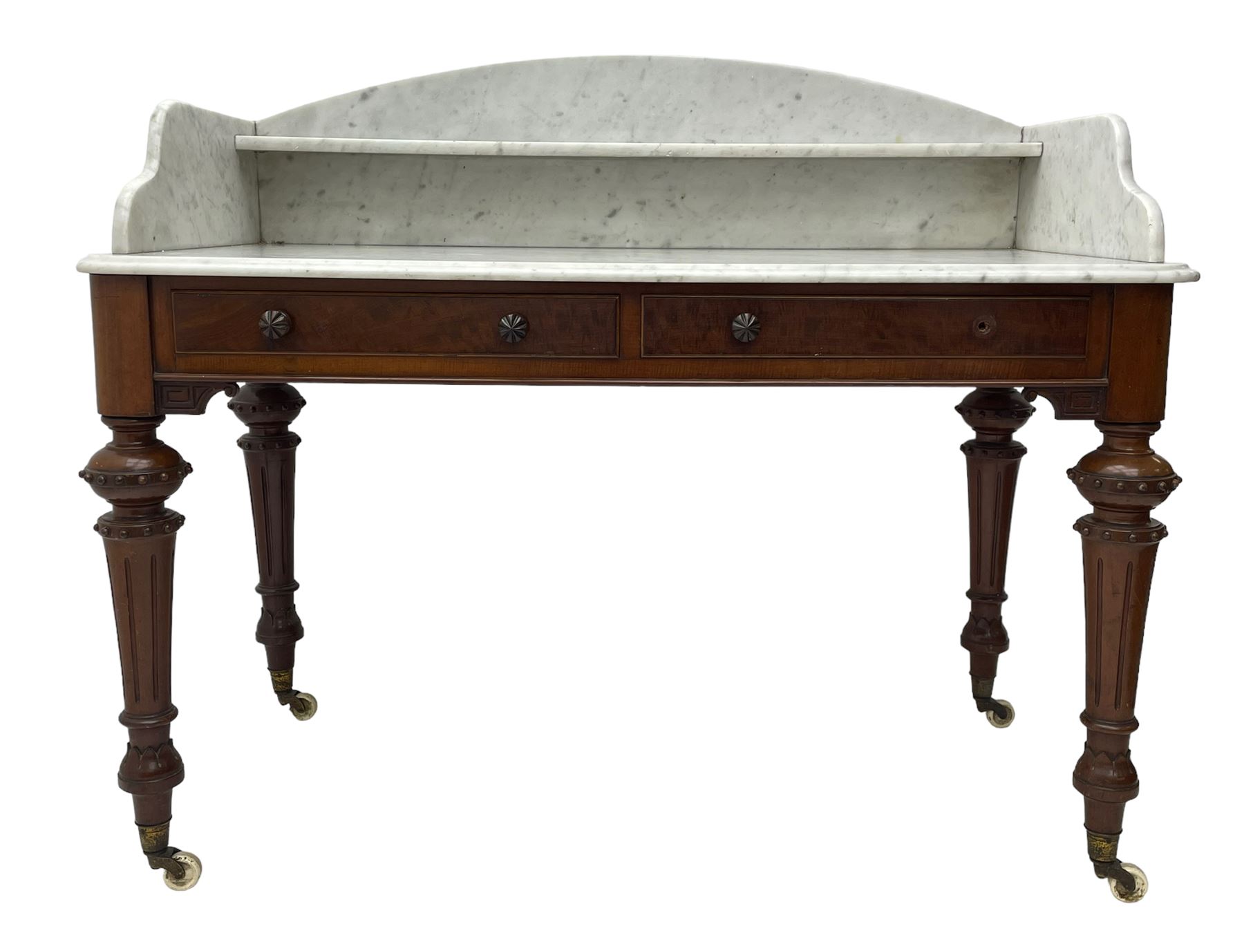 Victorian figured mahogany two-piece bedroom set - the washstand with white and black marble moulded - Image 28 of 28