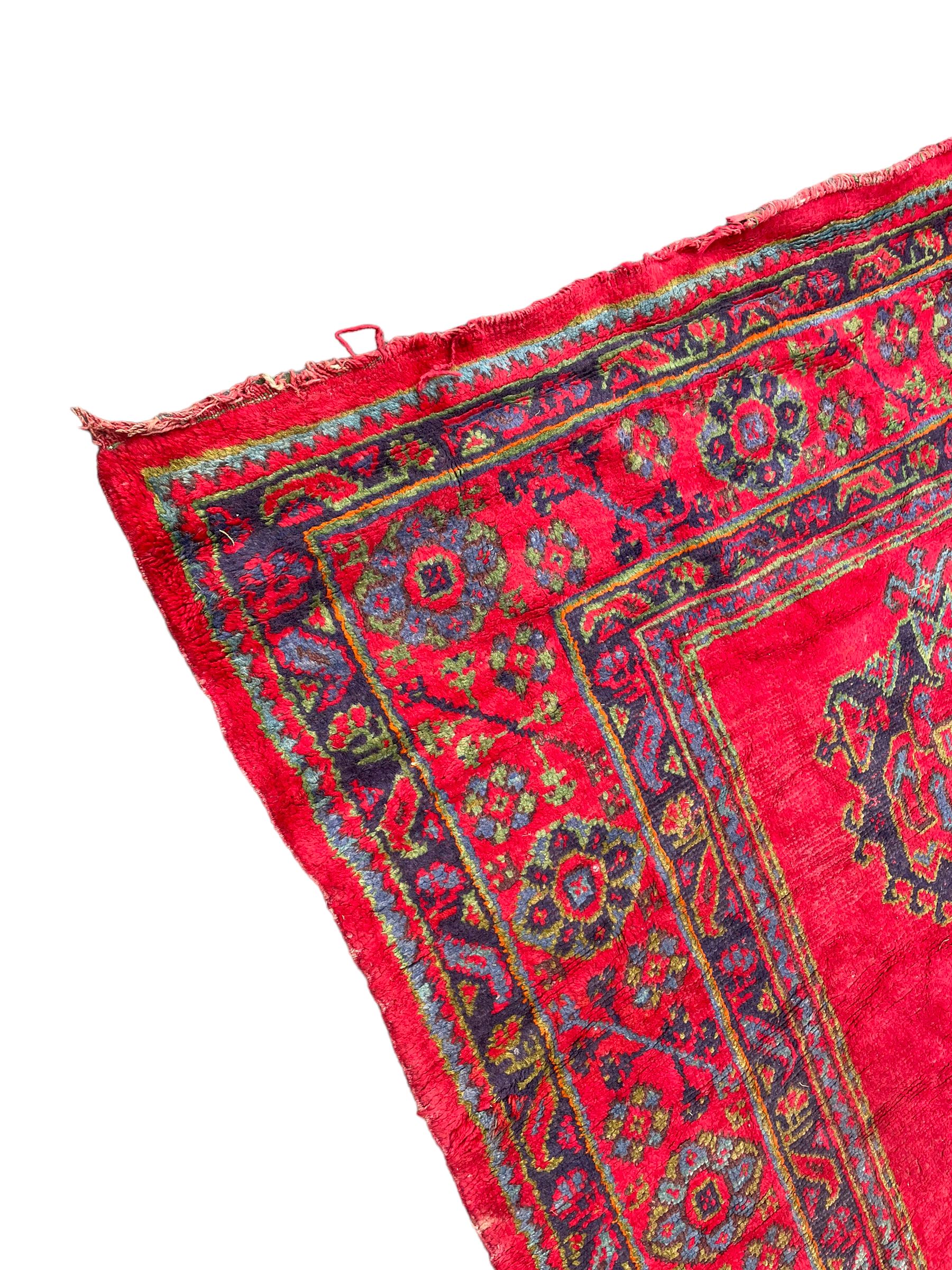 Early 20th century Western Anatolia Turkish Oushak crimson ground carpet - Image 2 of 10
