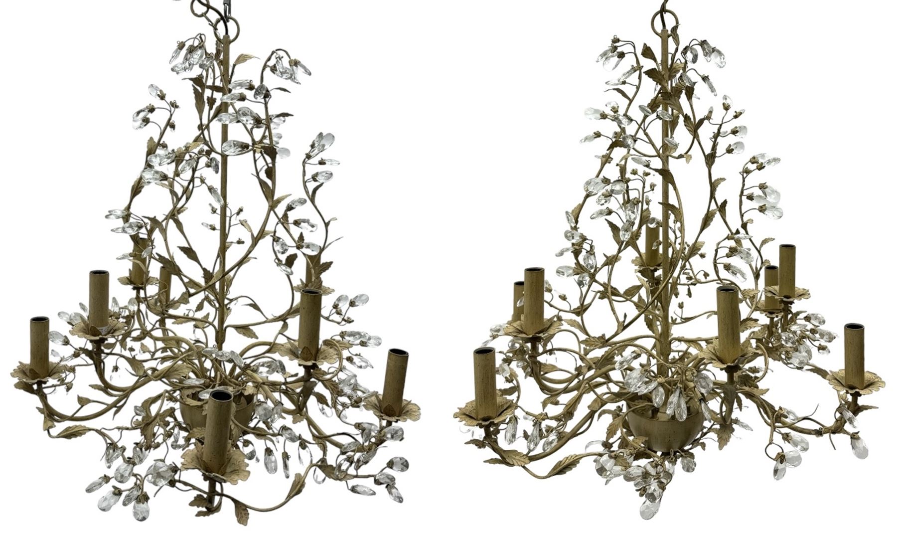 Laura Ashley - pair of eight branch metal chandeliers