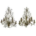 Laura Ashley - pair of eight branch metal chandeliers