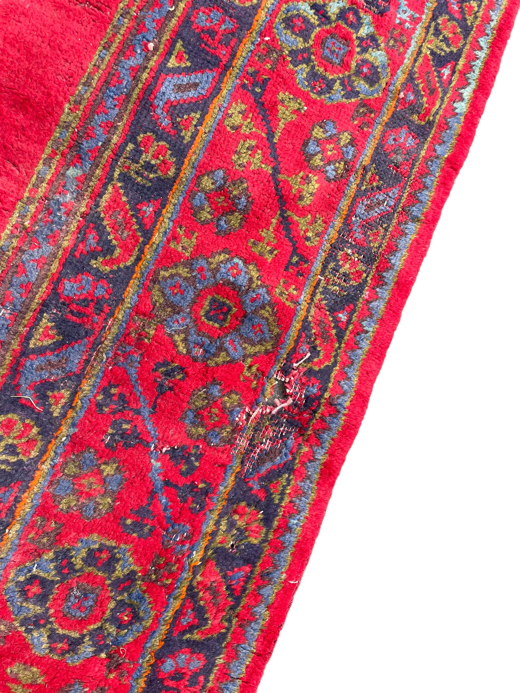 Early 20th century Western Anatolia Turkish Oushak crimson ground carpet - Image 5 of 10