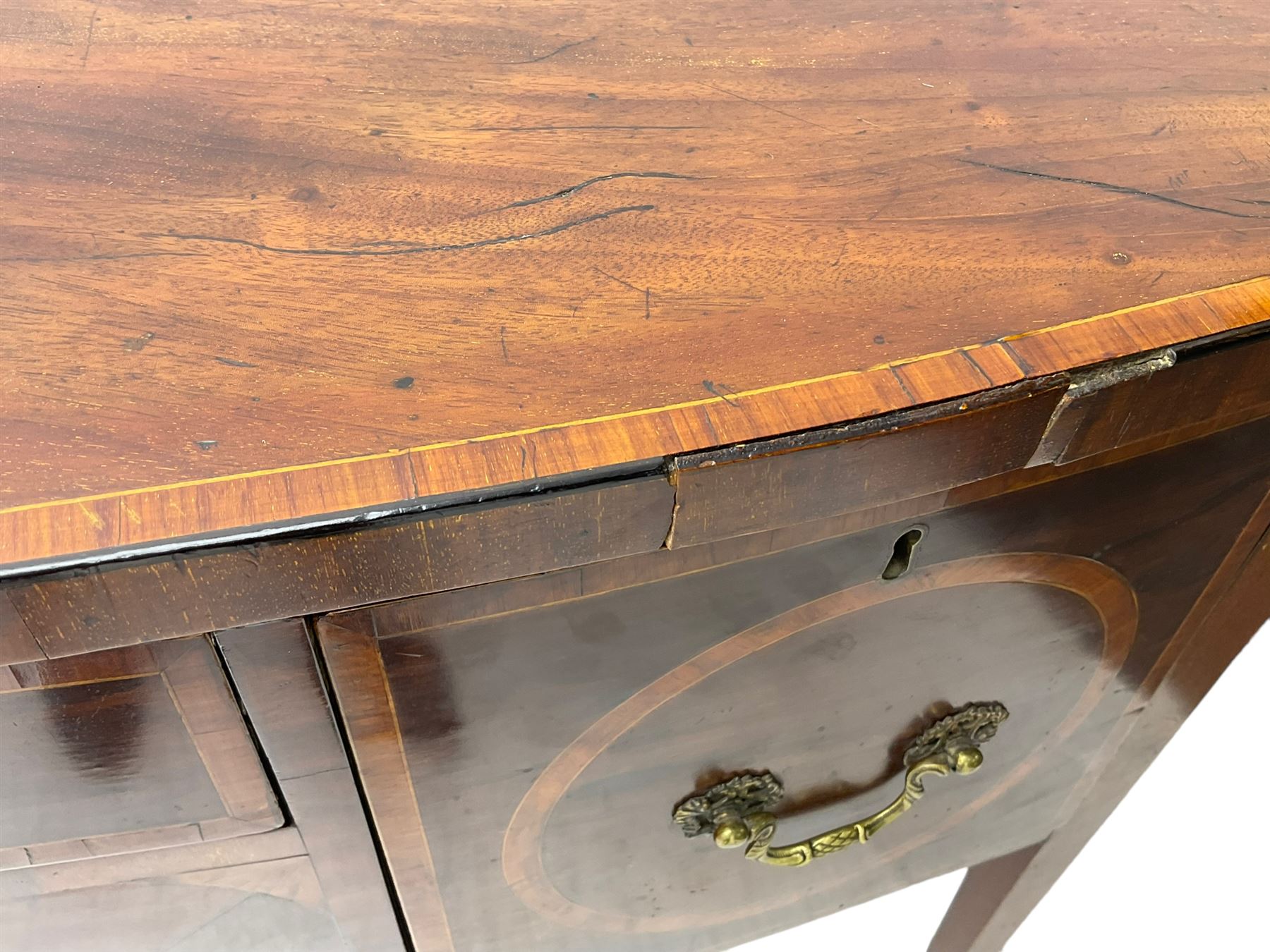 19th century inlaid mahogany bow-front sideboard - Image 6 of 6