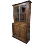 19th century mahogany bookcase on cupboard