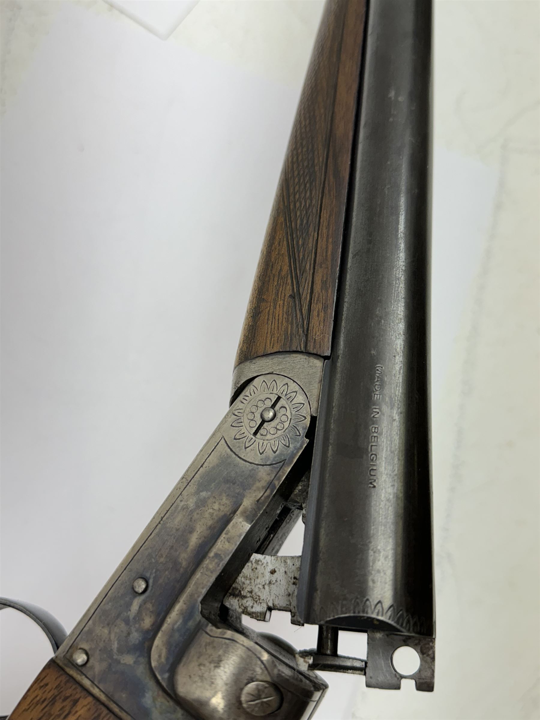 SHOTGUN CERTIFICATE REQUIRED - Belgian 12-bore double trigger boxlock side by side double barrel sho - Bild 14 aus 16