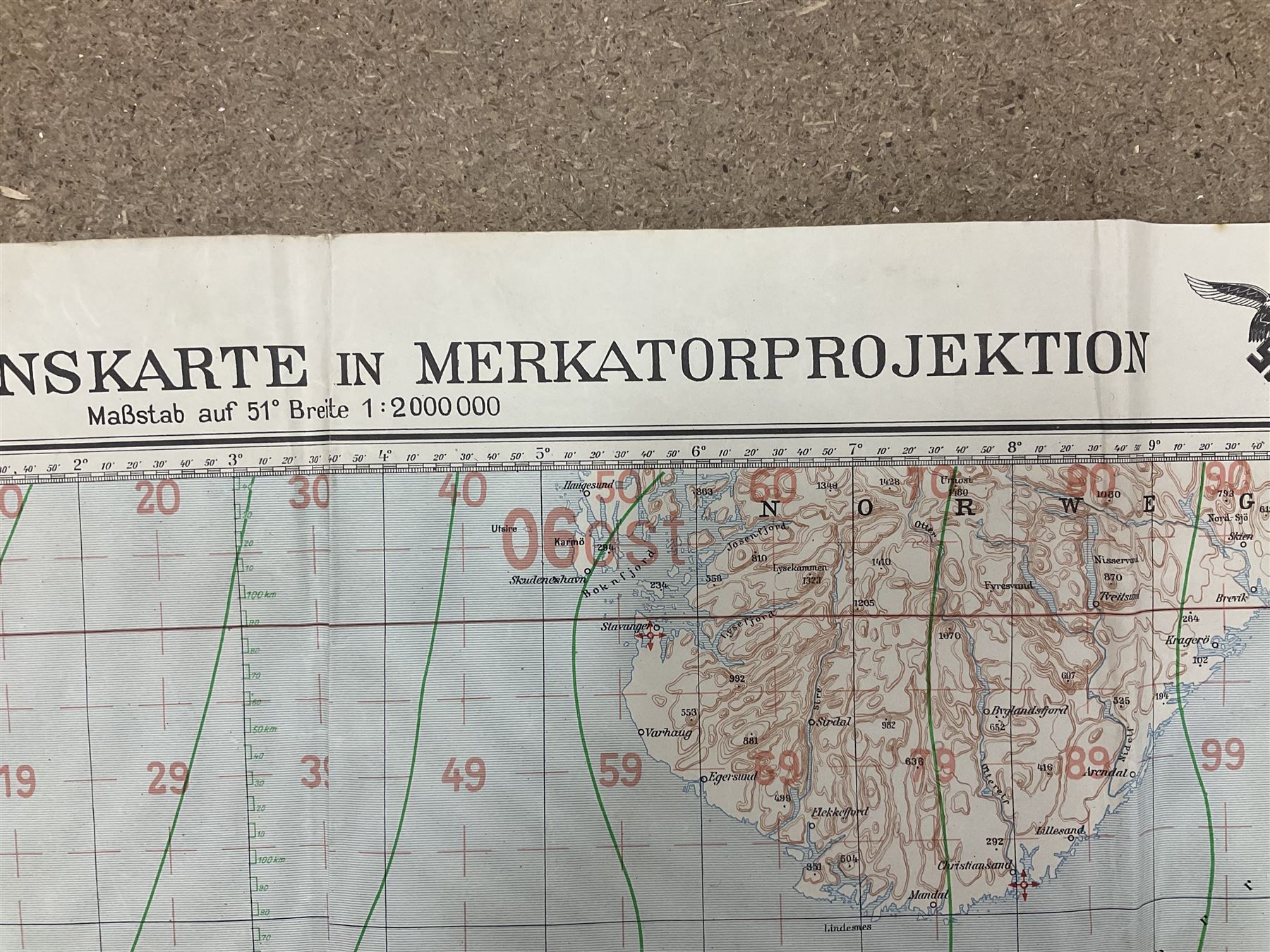 WWII German navigation map - Bild 3 aus 15