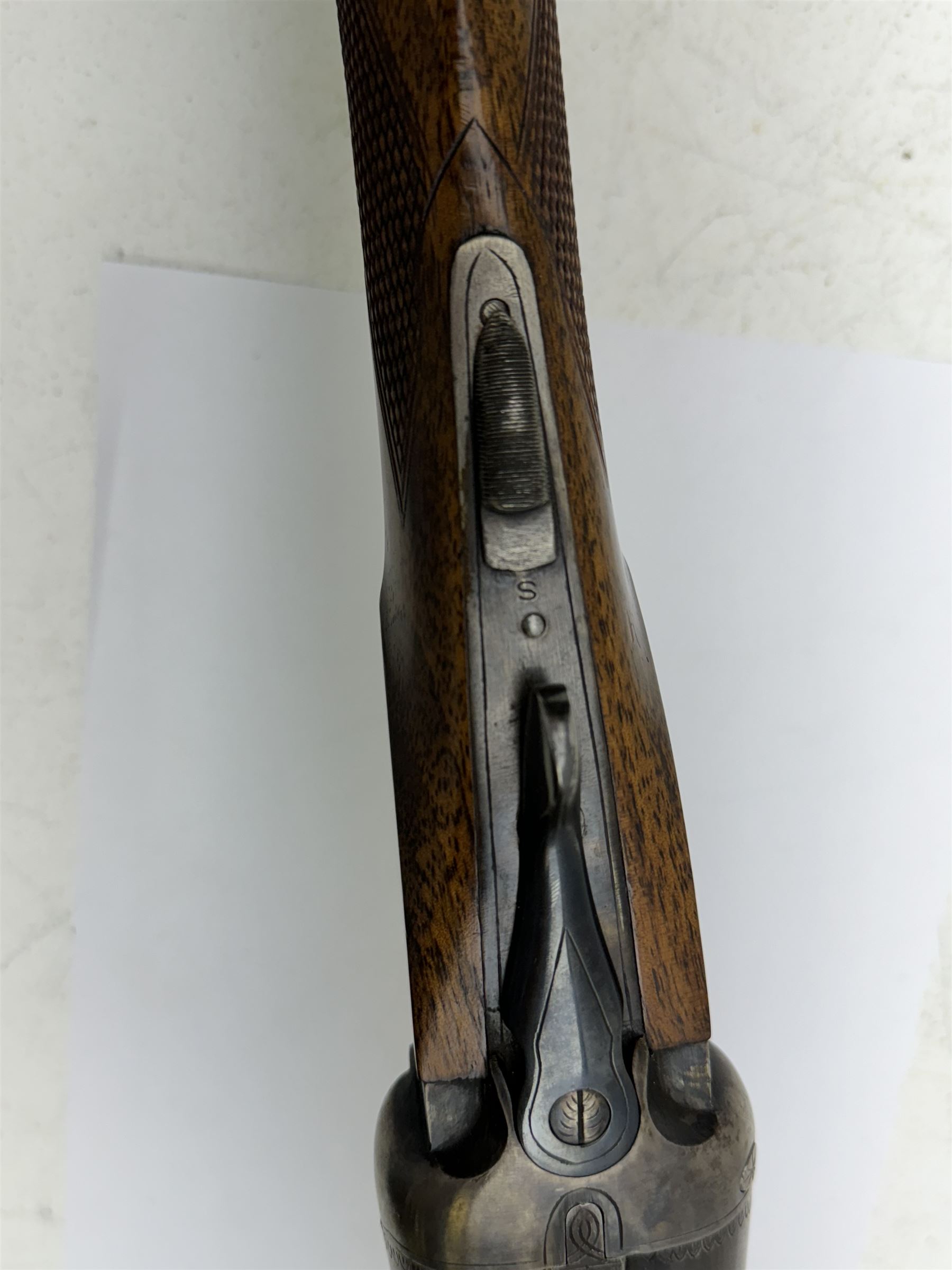 SHOTGUN CERTIFICATE REQUIRED - Belgian 12-bore double trigger boxlock side by side double barrel sho - Bild 5 aus 16