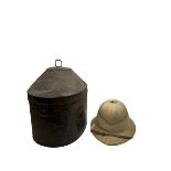 WWII Royal Navy officers sun helmet with large folded pagri and black top line