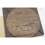 WWI bronze death plaque for George Rawnsley