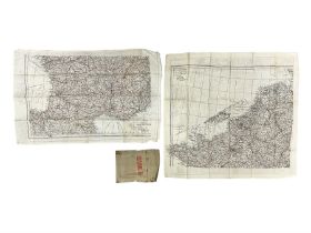 Two WW2 double sided silk escape and evade maps of Europe