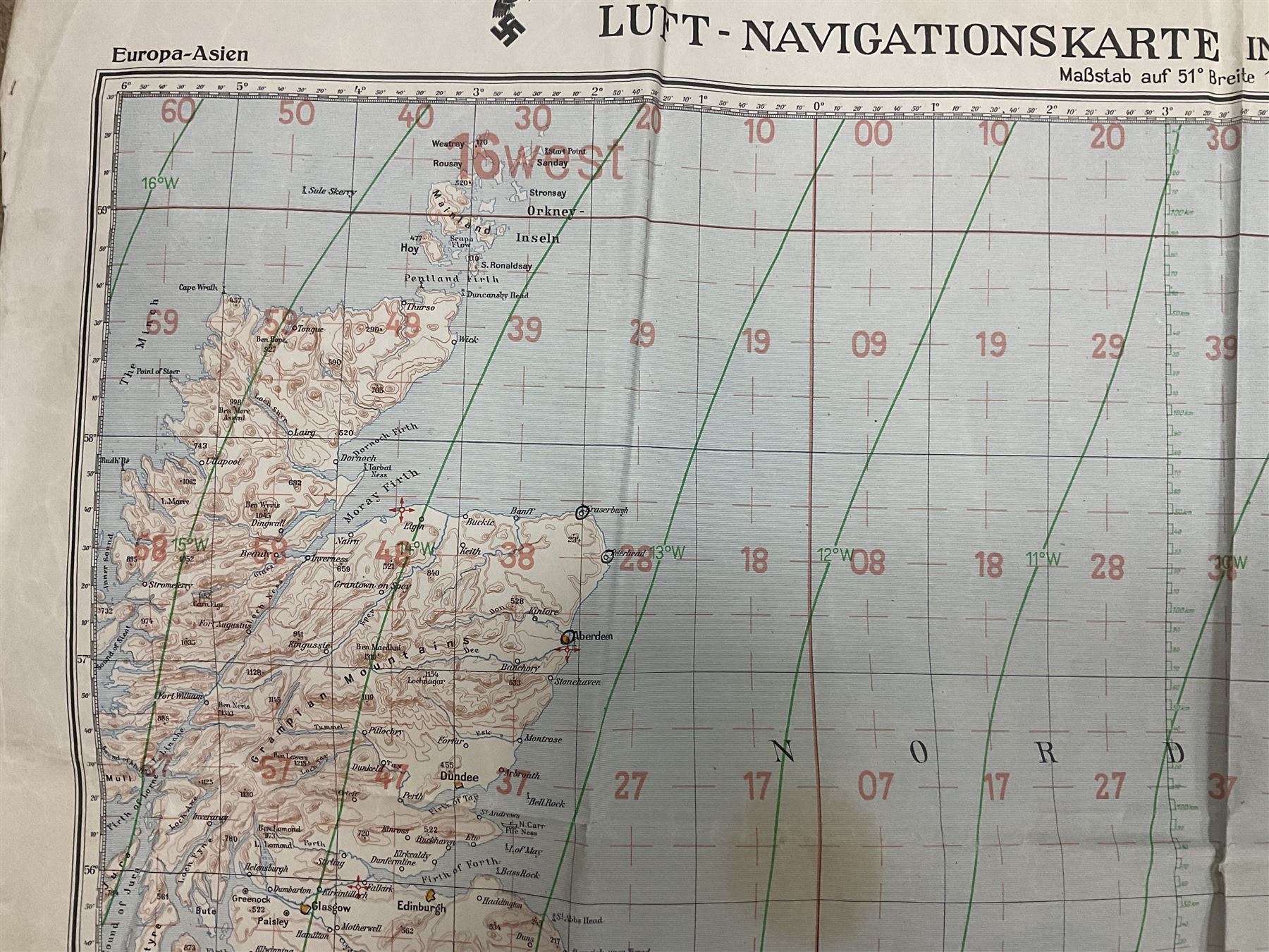 WWII German navigation map - Image 4 of 15