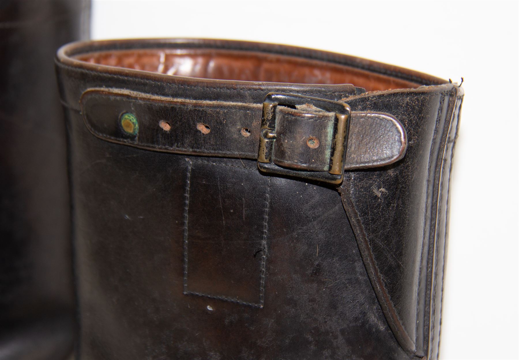 WWII German pair of black leather parade/jack boots with adjustable calf straps; both stamped Contin - Image 5 of 5