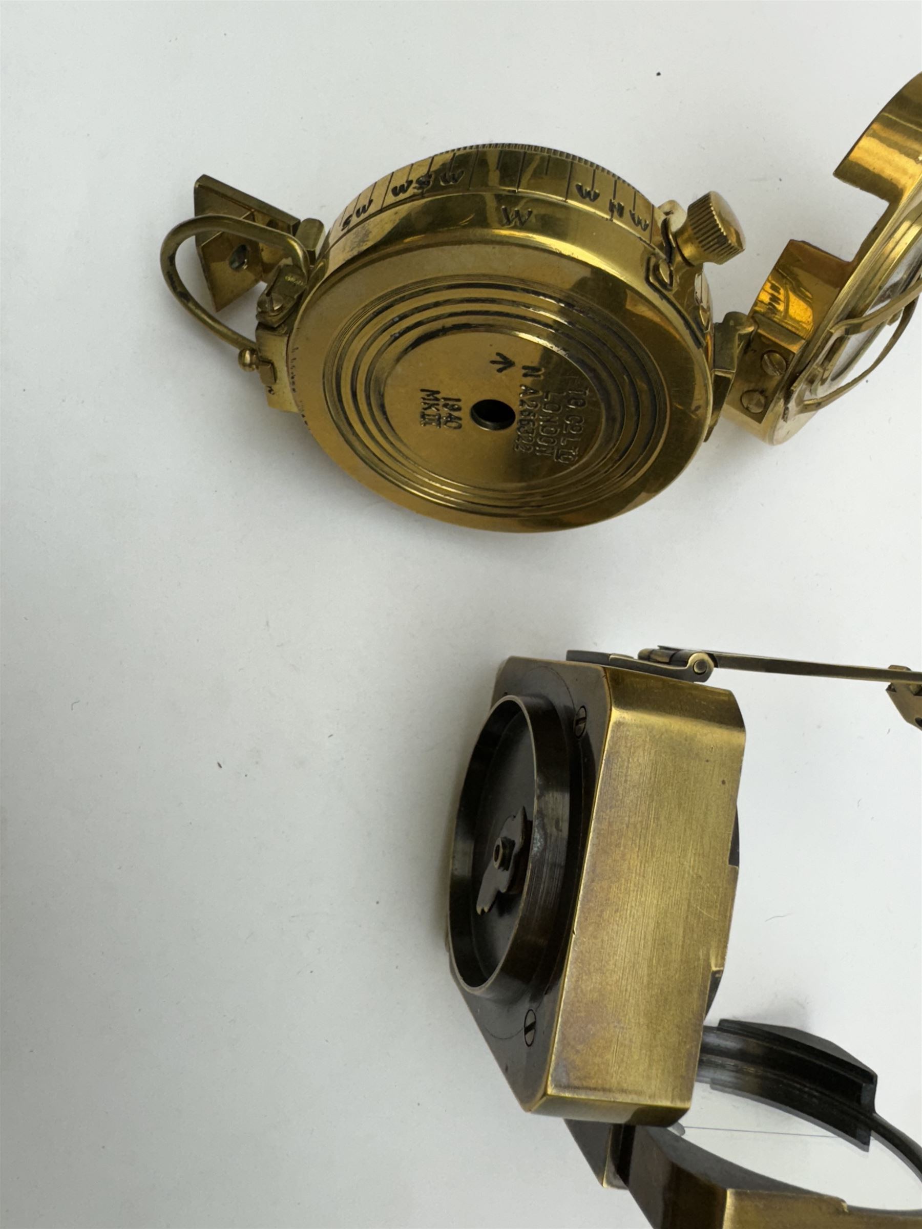 Kelvin & Hughes London 1917 brass compass and WWII Brass Military compass - Image 5 of 6