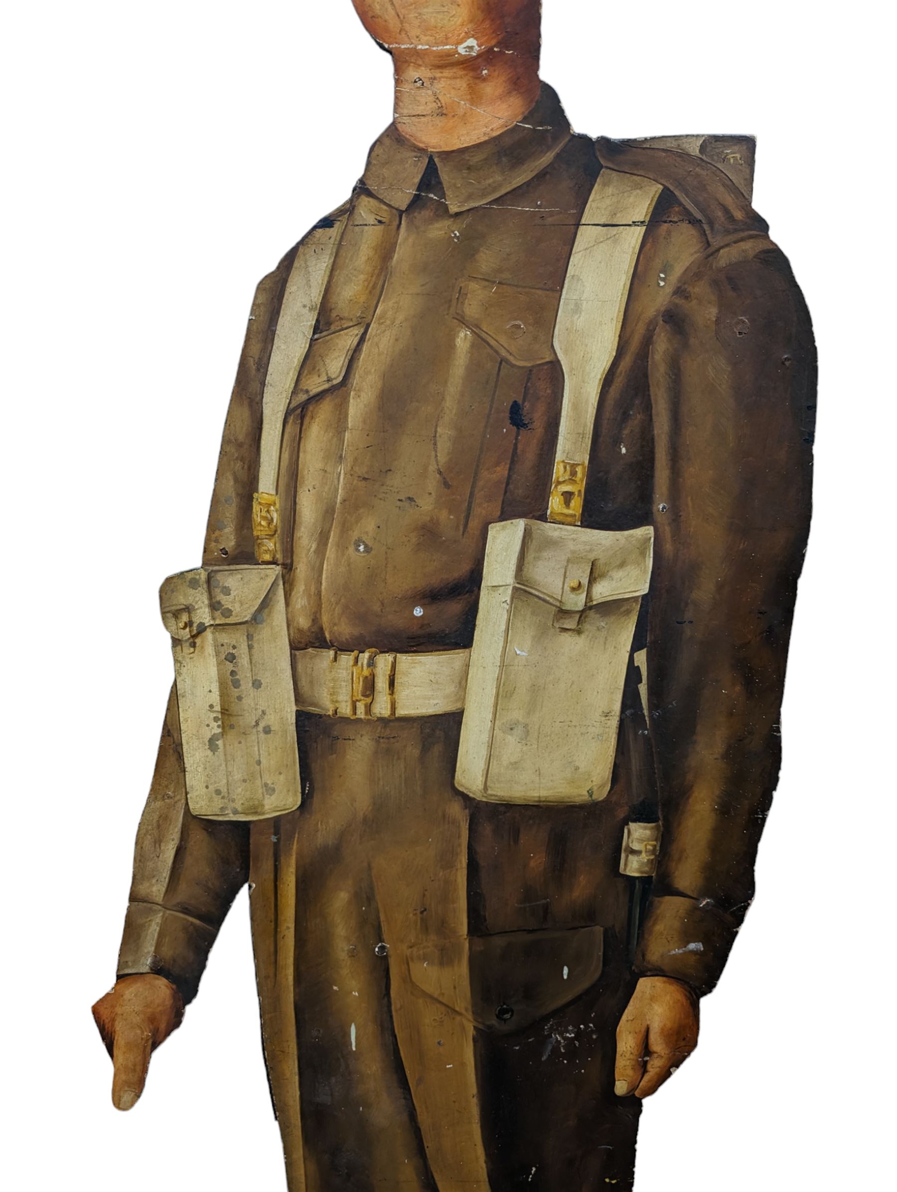 Military Outfitters hand painted life size wooden cut out figure of a WW1 soldier standing at ease h - Image 6 of 8