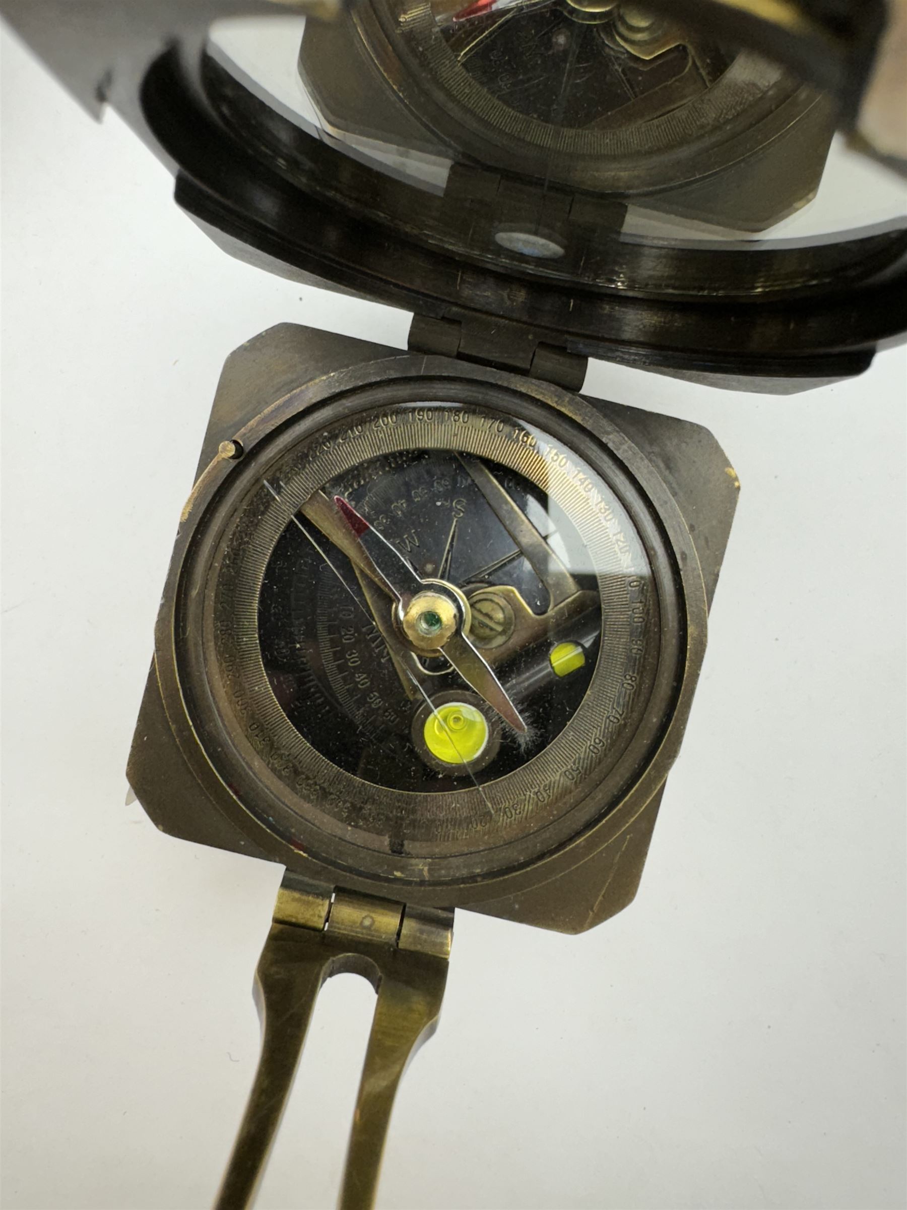 Kelvin & Hughes London 1917 brass compass and WWII Brass Military compass - Image 4 of 6