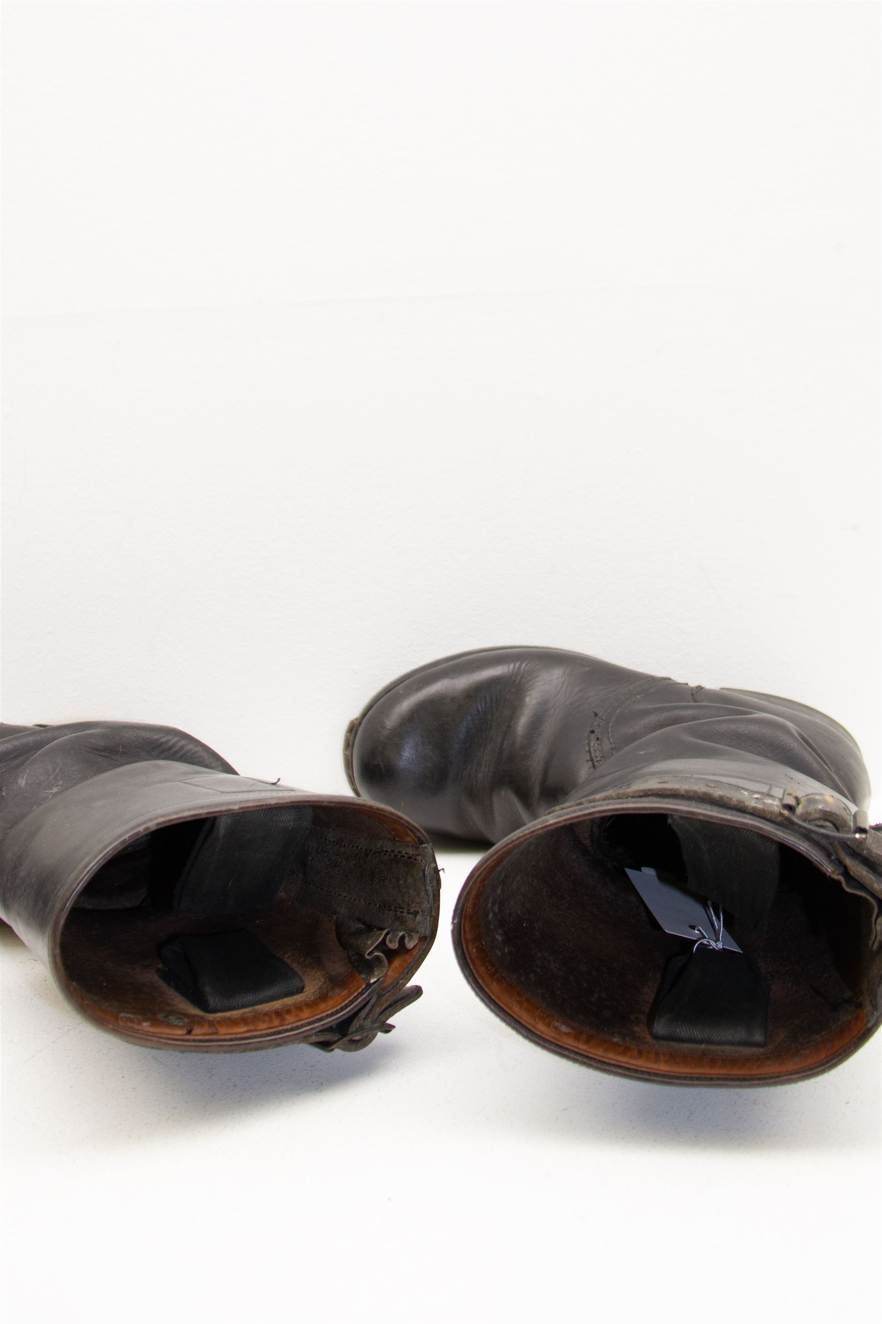 WWII German pair of black leather parade/jack boots with adjustable calf straps; both stamped Contin - Image 3 of 5