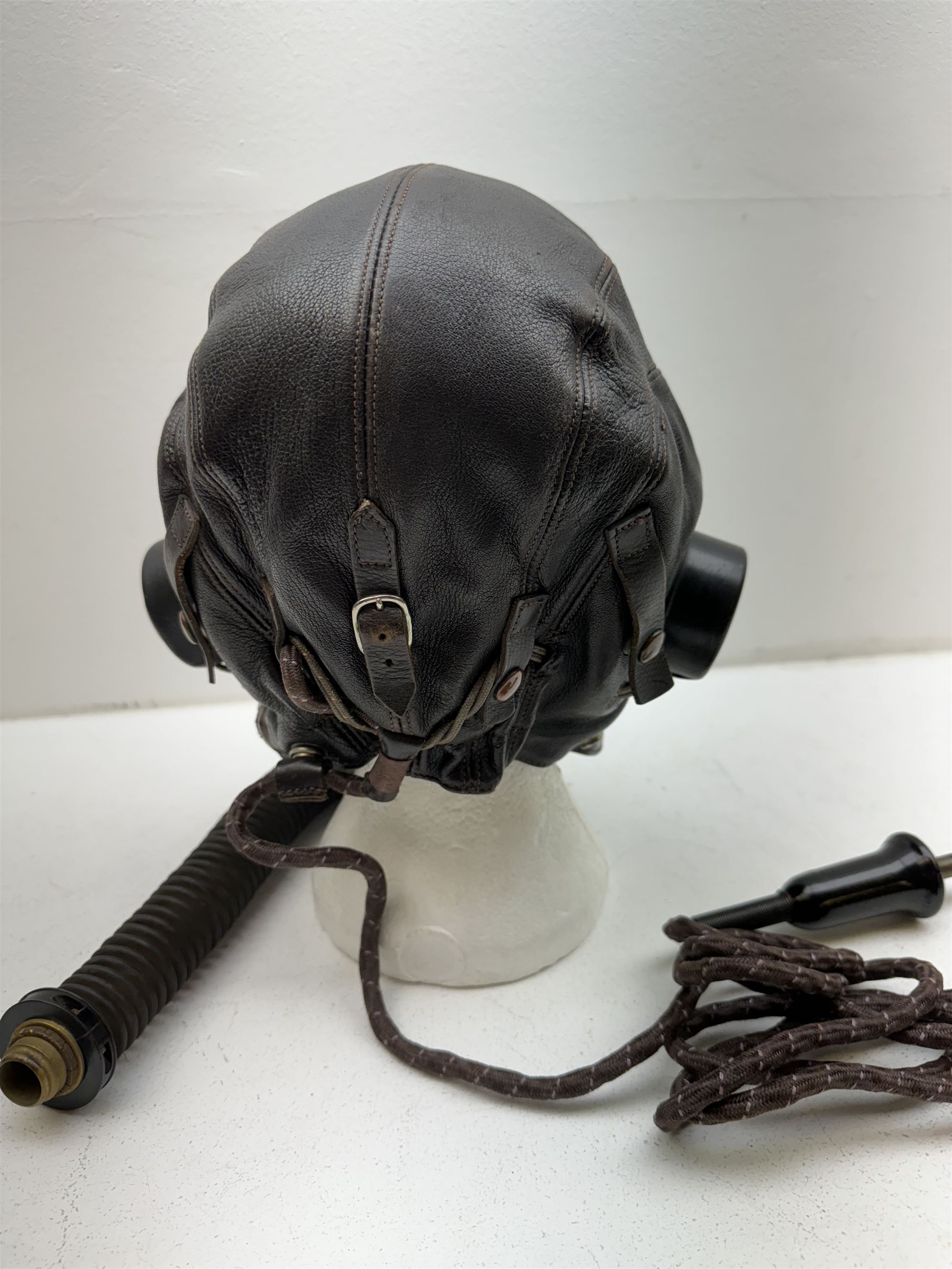 British RAF Flying Helmet complete with AM marked headphones and wiring loom with jack plug - Image 4 of 6