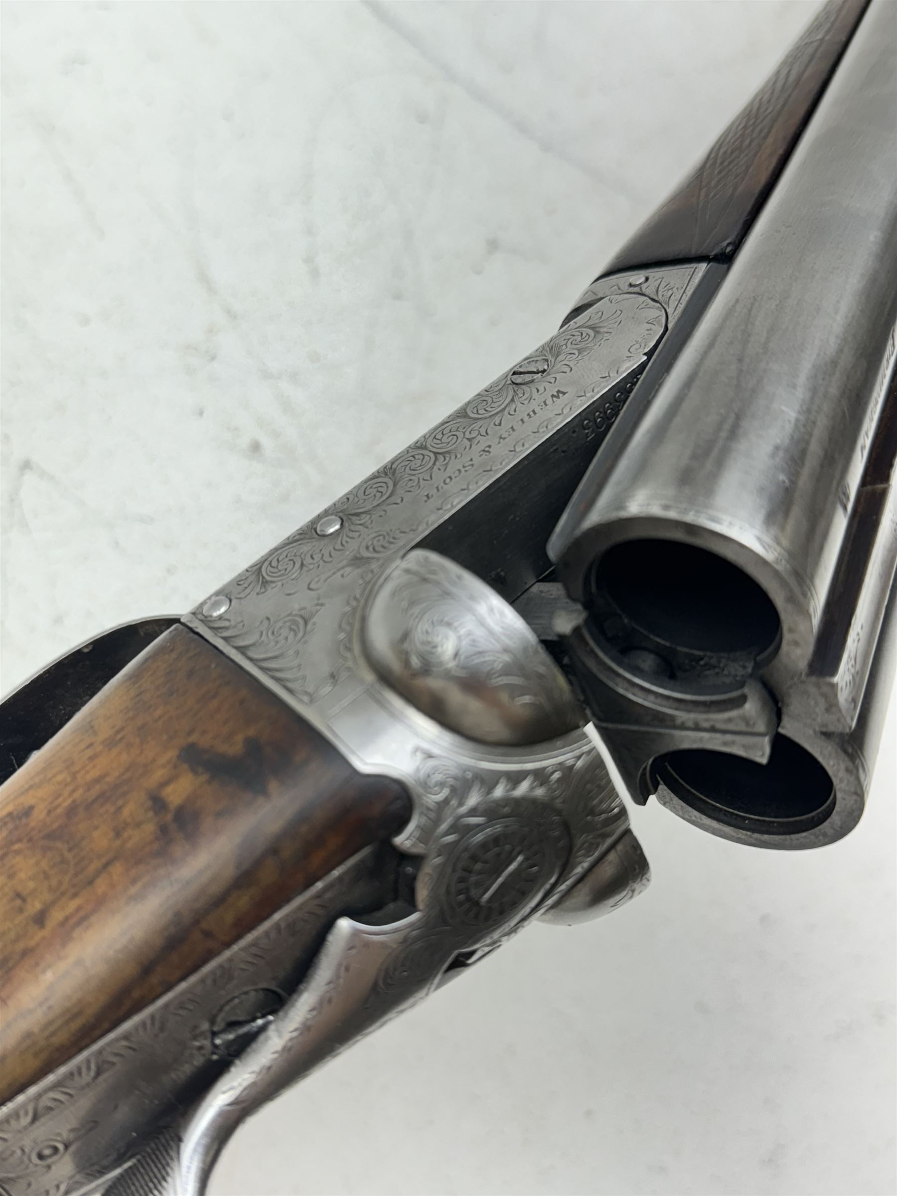 SHOTGUN CERTIFICATE REQUIRED - Webley & Scott Birmingham 12-bore double trigger boxlock ejector side - Bild 9 aus 12