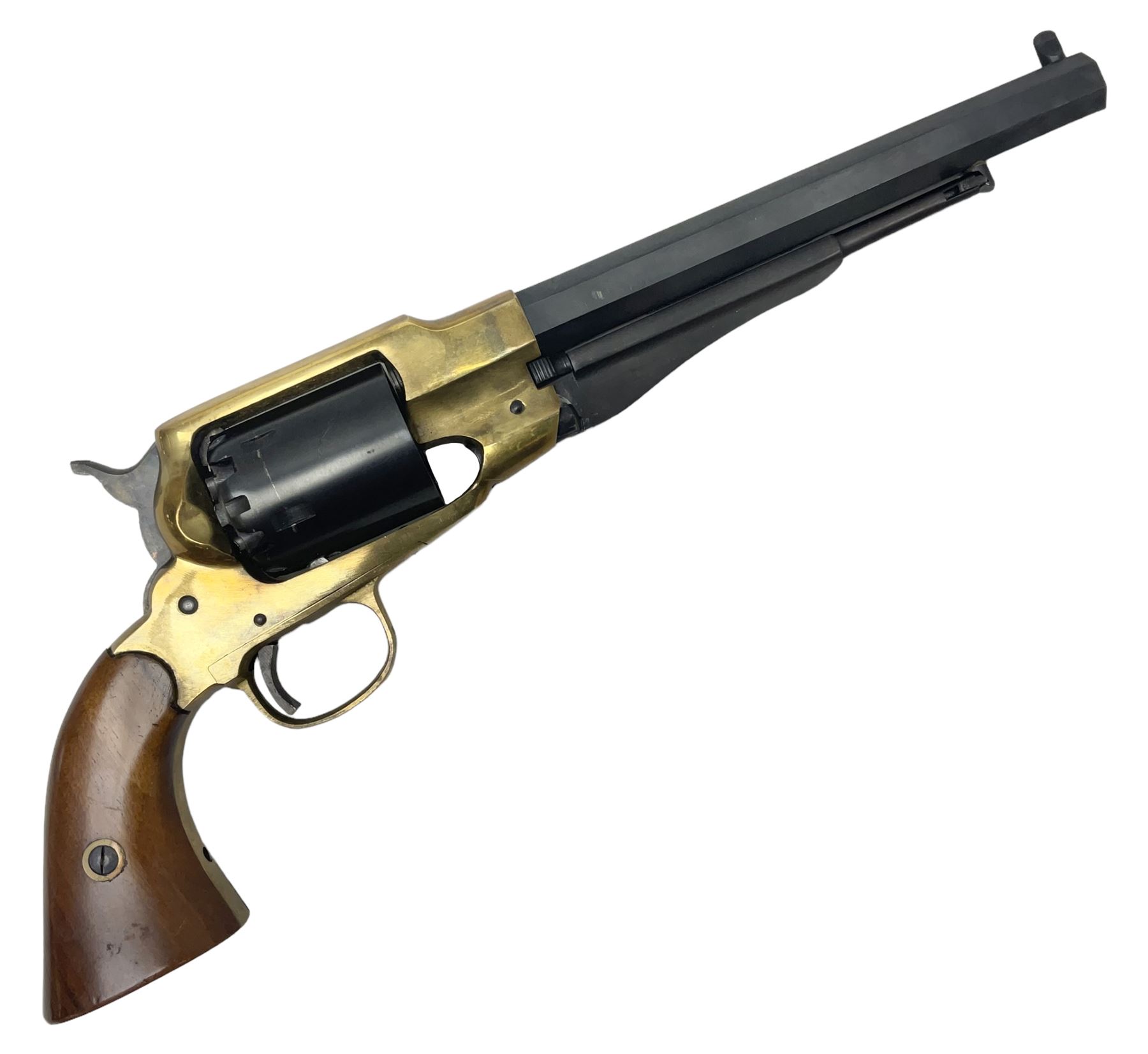 REGISTERED FIREARMS DEALER ONLY Modern Remington .44 calibre percussion brass framed army revolver
