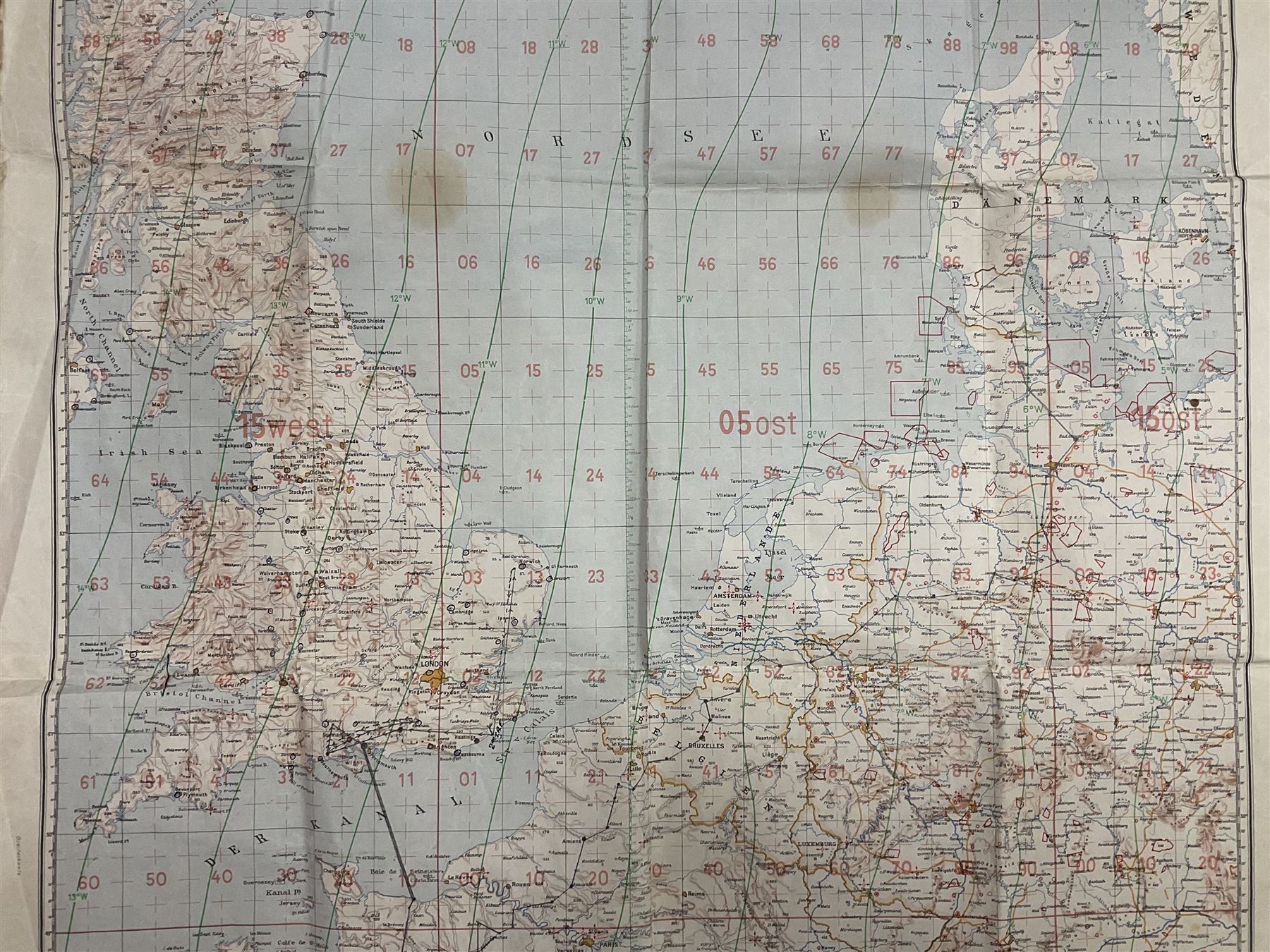 WWII German navigation map - Image 6 of 15