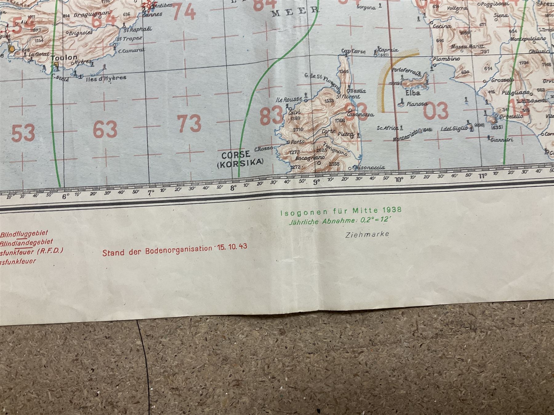 WWII German navigation map - Bild 11 aus 15