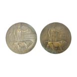 Two WWI bronze death plaques for Charles Faggetter and James Scott