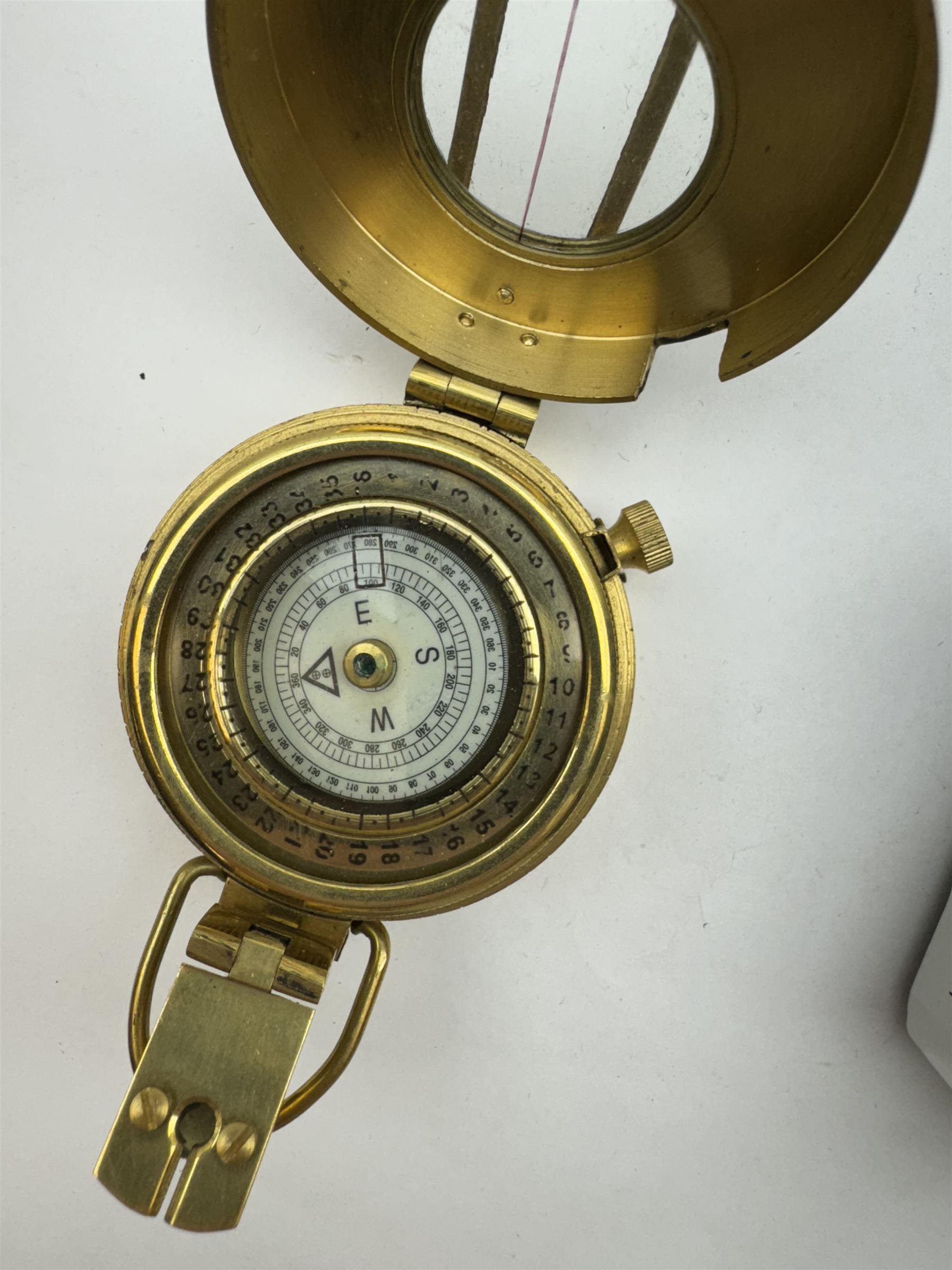 Kelvin & Hughes London 1917 brass compass and WWII Brass Military compass - Image 2 of 6
