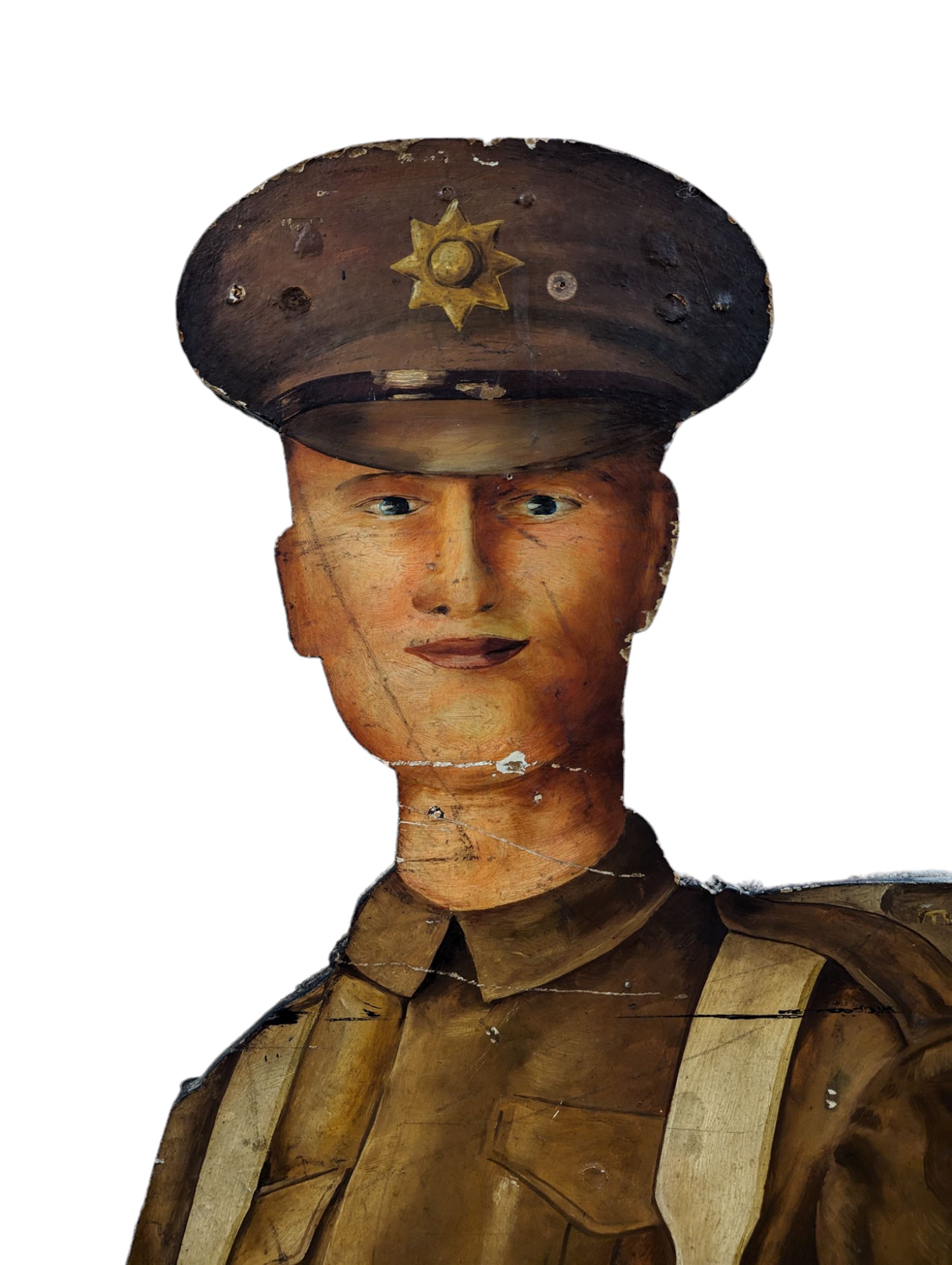 Military Outfitters hand painted life size wooden cut out figure of a WW1 soldier standing at ease h - Image 4 of 8