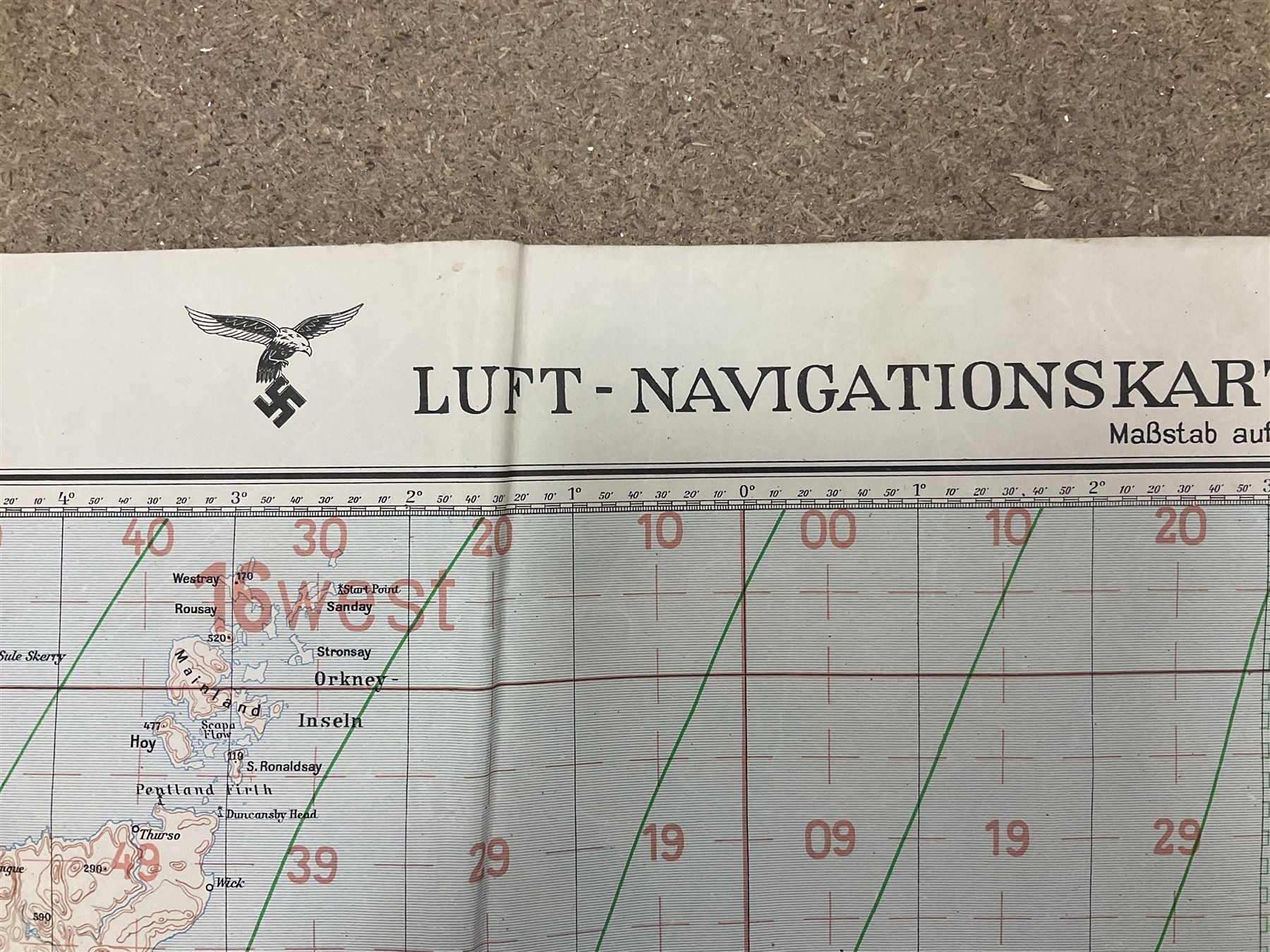 WWII German navigation map - Image 2 of 15