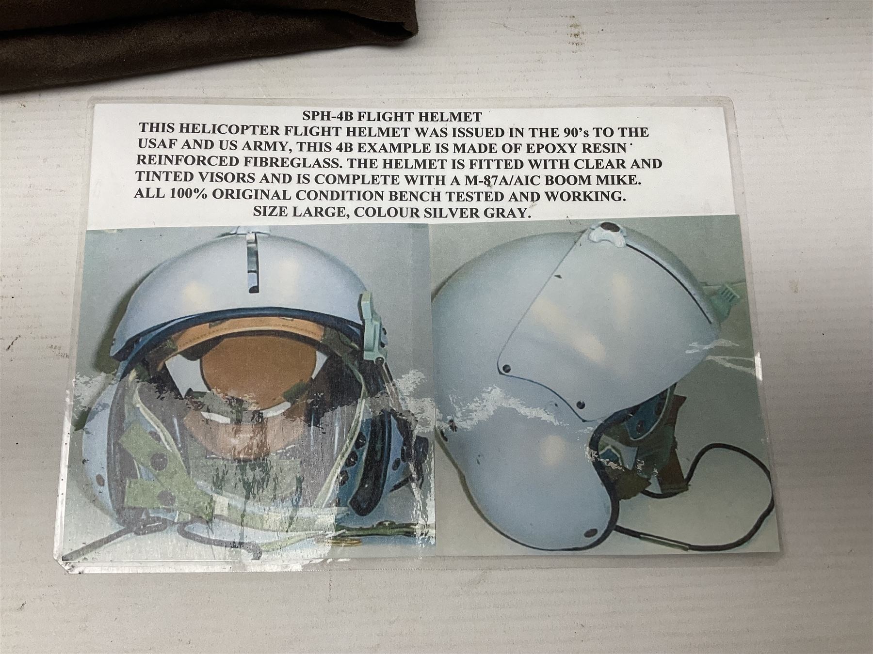 Silver grey SPH-4B Flight Helmet as used by helicopter pilots in the USAF and US Army in the 1990s; - Image 19 of 20