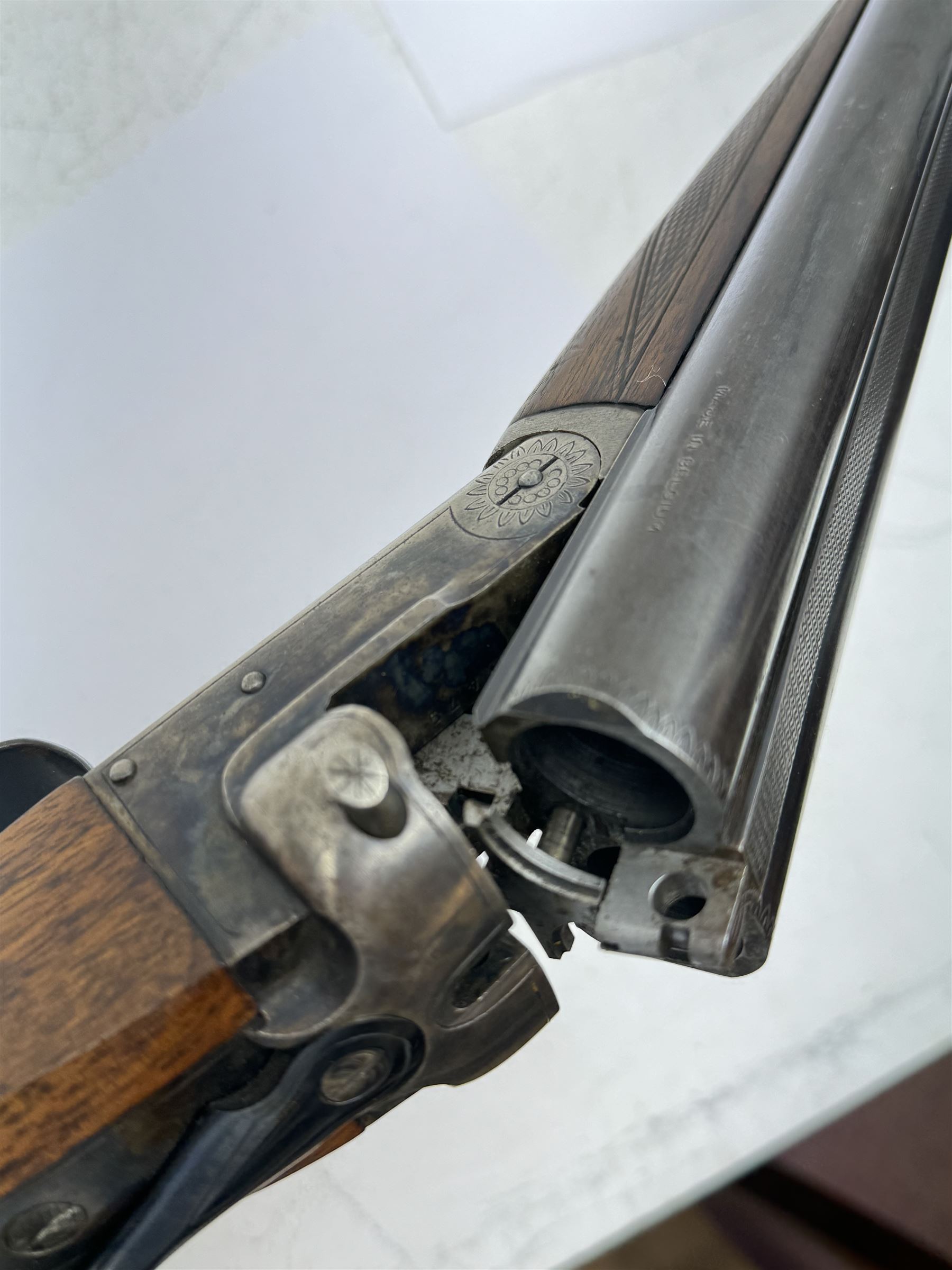 SHOTGUN CERTIFICATE REQUIRED - Belgian 12-bore double trigger boxlock side by side double barrel sho - Bild 16 aus 16