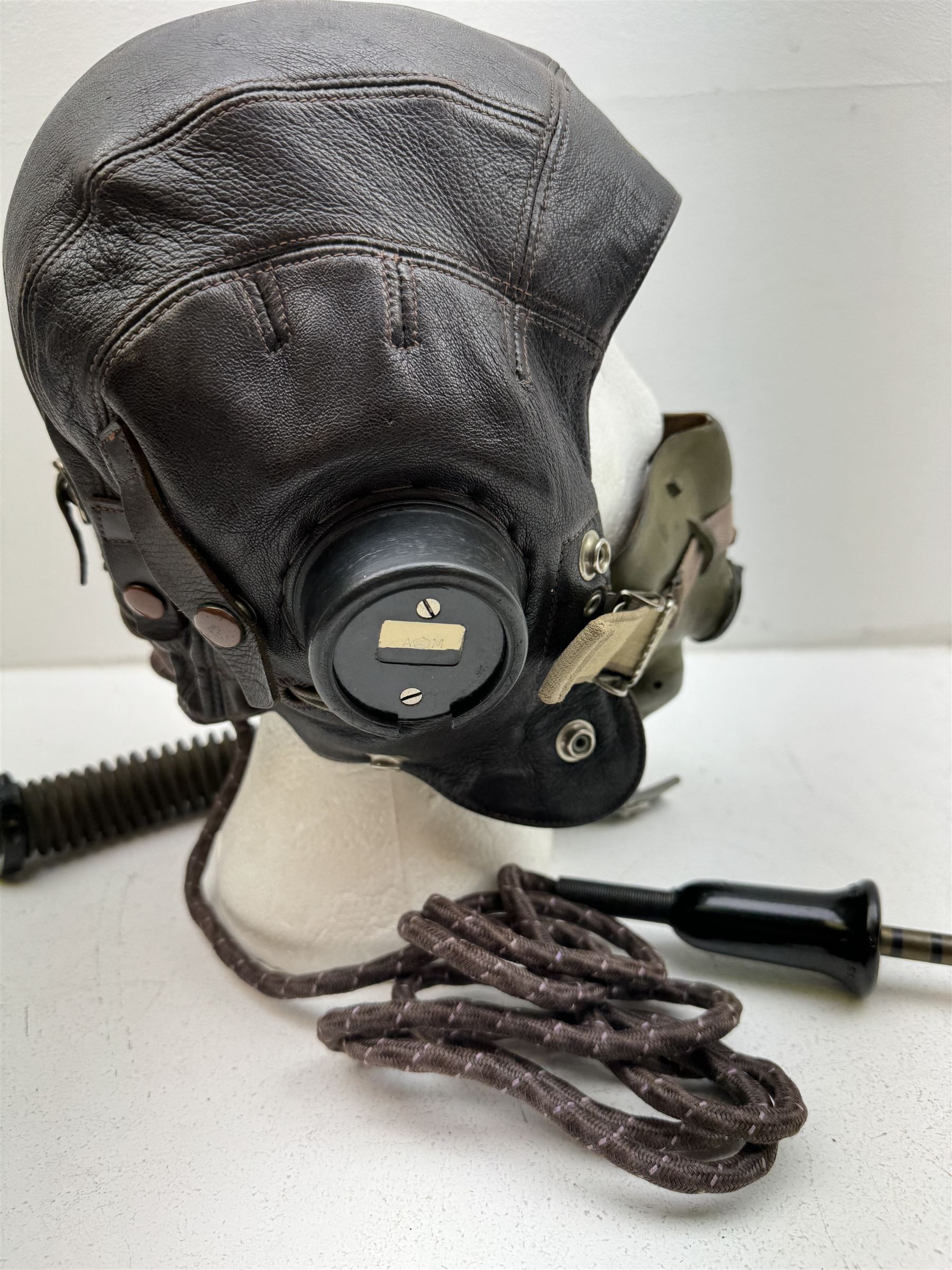 British RAF Flying Helmet complete with AM marked headphones and wiring loom with jack plug - Image 5 of 6