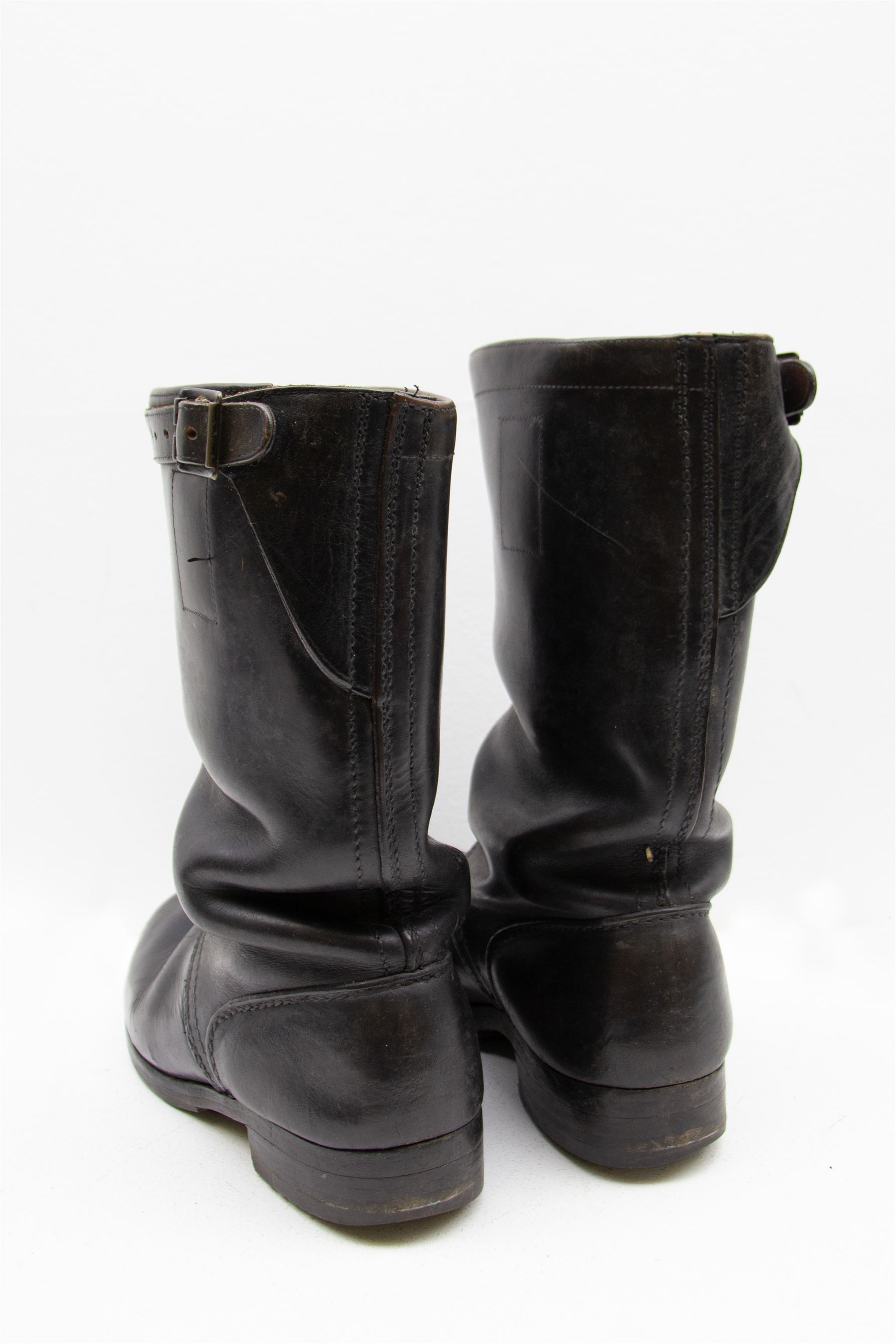 WWII German pair of black leather parade/jack boots with adjustable calf straps; both stamped Contin - Image 2 of 5