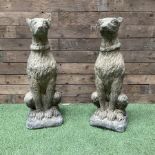 Pair of cast stone garden Deer Hounds