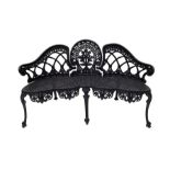 Victorian design cast aluminium garden two seat bench in black finish - THIS LOT IS TO BE COLLECTED