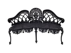 Victorian design cast aluminium garden two seat bench in black finish - THIS LOT IS TO BE COLLECTED