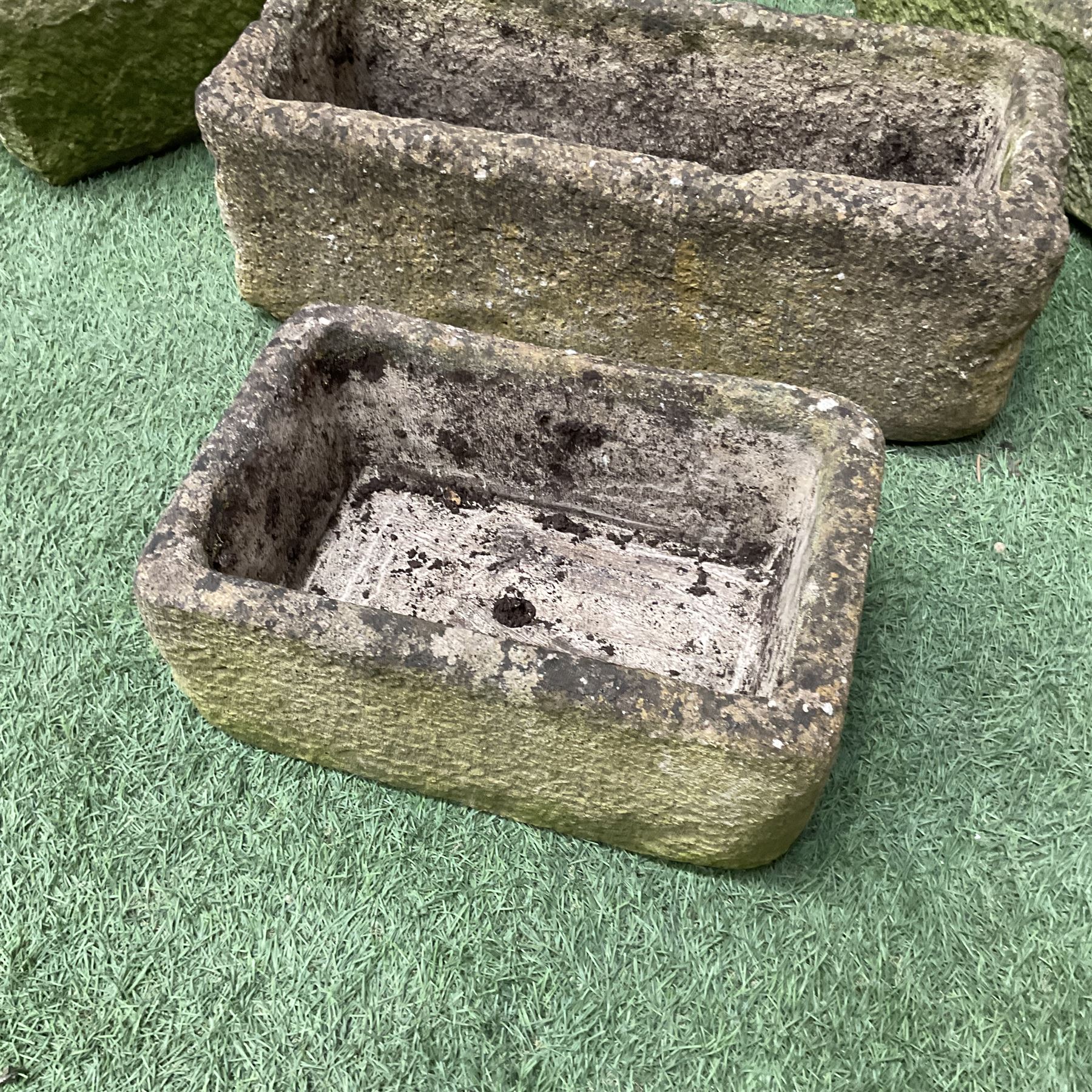 Set of four small carved stone planters - Image 6 of 6