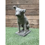 Cast stone Jack Russell dog garden figure