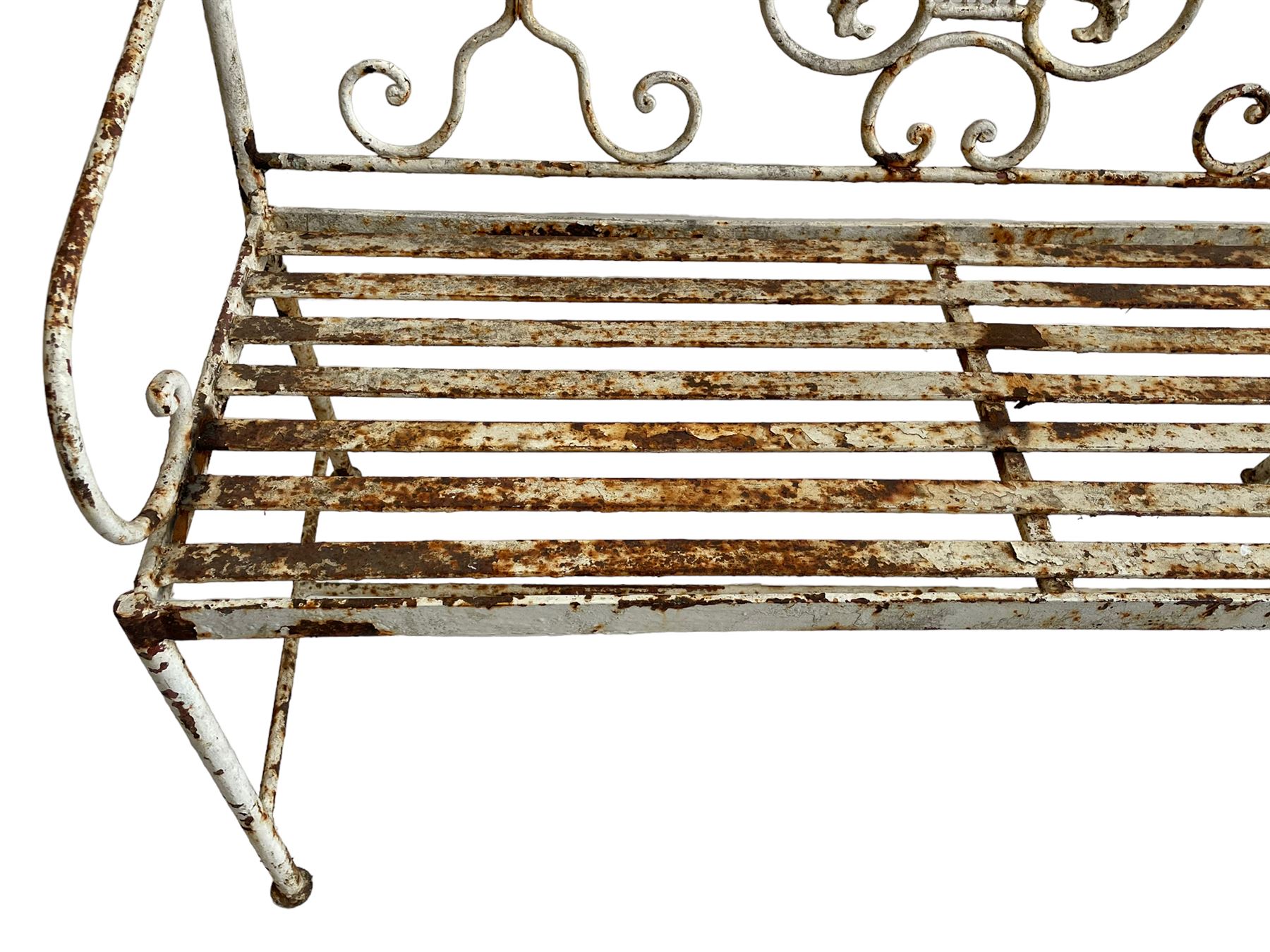 Regency design wrought metal garden bench - Image 4 of 7