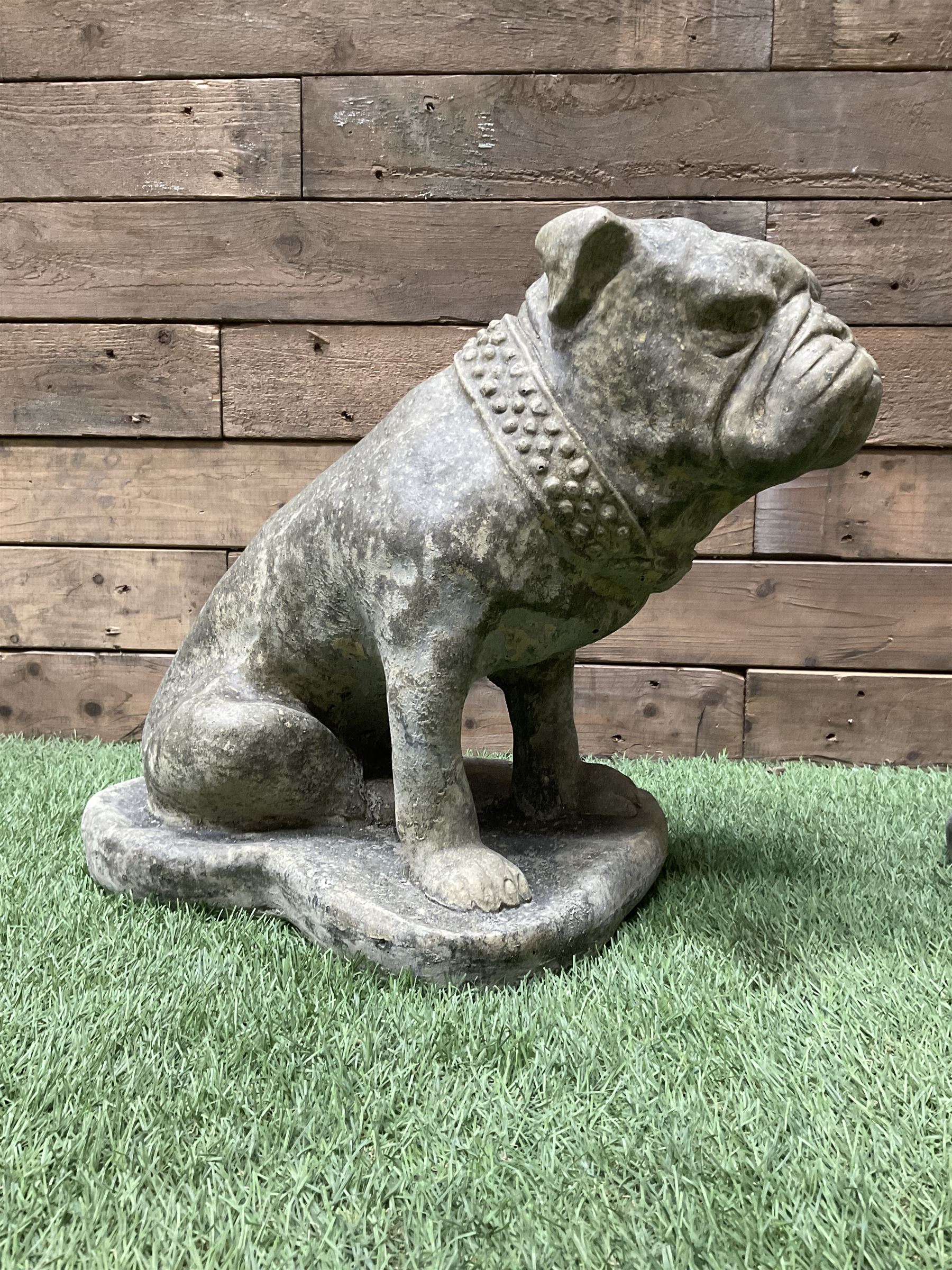 Pair of cast stone garden British bulldogs - Image 2 of 4